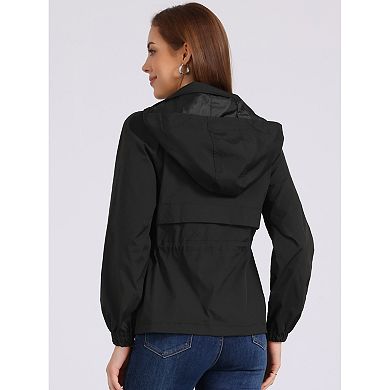 Women's Zip Front Windbreaker with Hood Lightweight Outdoor Hiking Hooded Jacket