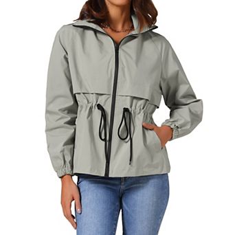 Women's Zip Front Windbreaker with Hood Lightweight Outdoor Hiking Hooded Jacket