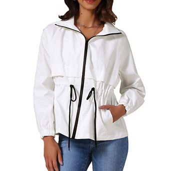 Women's Zip Front Windbreaker with Hood Lightweight Outdoor Hiking Hooded Jacket