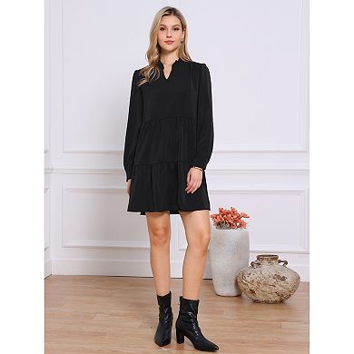 Casual Shift Tunic Dress for Women Fall Long Sleeve Flowy Babydoll Tiered Dresses