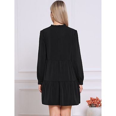 Casual Shift Tunic Dress for Women Fall Long Sleeve Flowy Babydoll Tiered Dresses