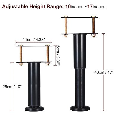 2Pcs Adjustable Height Bed Frame Center Support Legs, Metal Bed Legs, T-shape Furniture Leg