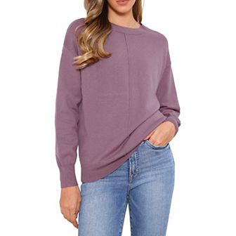 Crew Neck Knit Top for Women's Long Sleeve Classic Fall Soft Basic Pullover Sweaters