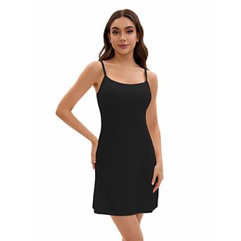 Women's Adjustable Spaghetti Strap Cami Full Slips with Built in Bra Under Dress