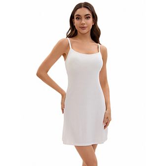 Women's Adjustable Spaghetti Strap Cami Full Slips with Built in Bra Under Dress