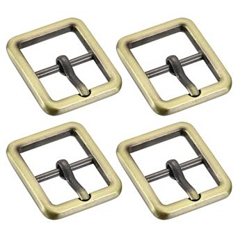 4 pc 0.75" Metal Roller Buckle, Single Prong Belt Buckle Square Center Bar Buckles for Craft Belt