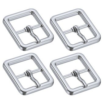 4 pc 0.75" Metal Roller Buckle, Single Prong Belt Buckle Square Center Bar Buckles for Craft Belt