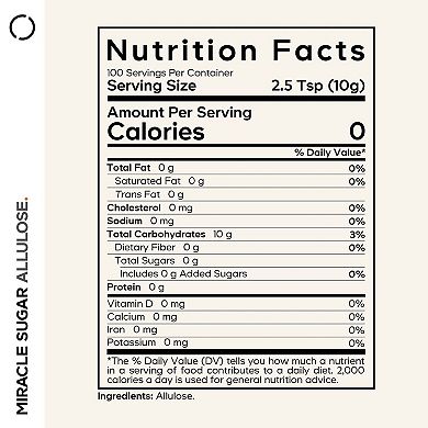 Codeage Miracle Sugar Allulose Powder, All-purpose Zero Calorie Allulose Sweetener 0 Carb, 35.27 oz