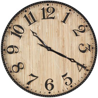Stella & Eve Wood Distressed Wall Clock with Beaded Frame