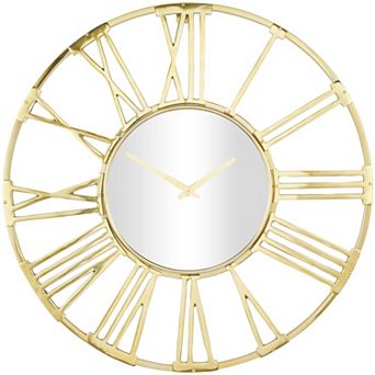 Stella & Eve Aluminum Metal Open Frame Wall Clock with Mirrored Glass Center
