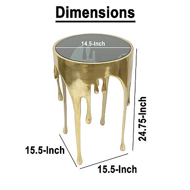 Capri Side End Table, Round Glass Top, Melting Drip Design