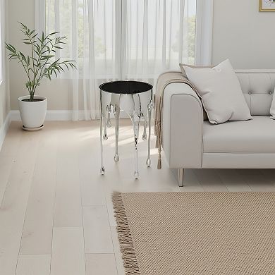 Capri Side End Table, Round Glass Top, Melting Drip Design