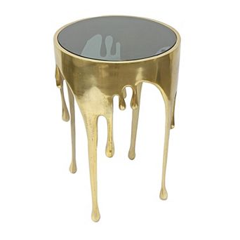 Capri Side End Table, Round Glass Top, Melting Drip Design