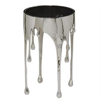 Capri Side End Table, Round Glass Top, Melting Drip Design