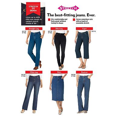 Woman Within Plus Size Stretch Denim 5-Pocket Straight-Leg Jeans