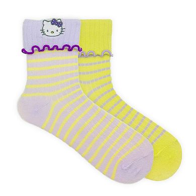 Women's Hello Kitty 2-Pack Lettuce Edge Turn-Cuff Capri Socks