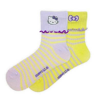 Women's Hello Kitty 2-Pack Lettuce Edge Turn-Cuff Capri Socks