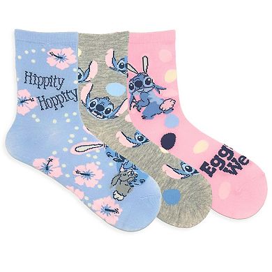 Disney Women's Stitch 3-Pair Easter Crew Sock Set