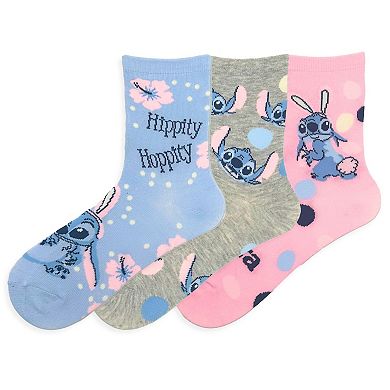 Disney Women's Stitch 3-Pair Easter Crew Sock Set