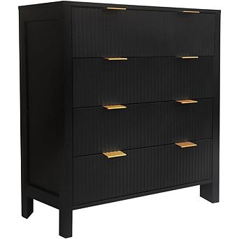Dressers Chest of Drawers, MDF Board Chest of Four Drawers - Stylish Wavy Style, Large Storage Space