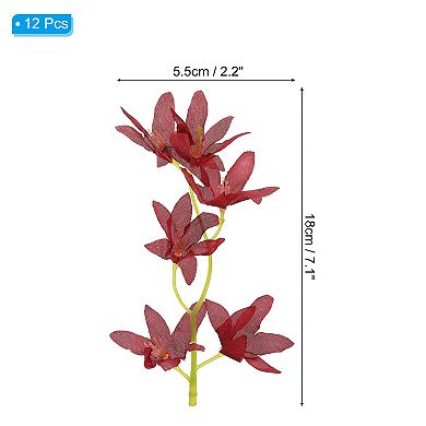 7 Inch Artificial Orchid Flower, 12 Pcs Simulation Flower Cylinder Vase Fillers for Home Decoration