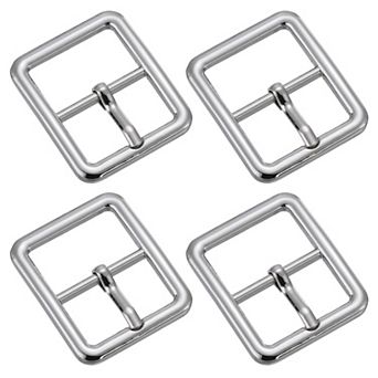 4 pc 1" Metal Roller Buckle, Single Prong Belt Buckle Square Center Bar Buckles for Craft Belt