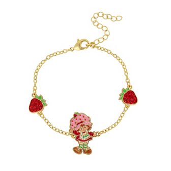 Strawberry Shortcake 18k Gold Flash Plated Crystal Station Bracelet