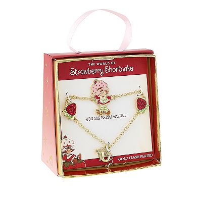 Strawberry Shortcake 18k Gold Flash Plated Crystal Station Bracelet