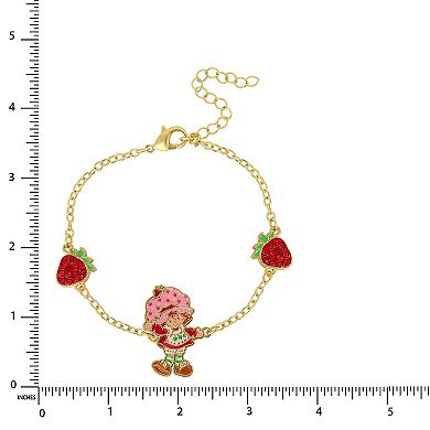 Strawberry Shortcake 18k Gold Flash Plated Crystal Station Bracelet