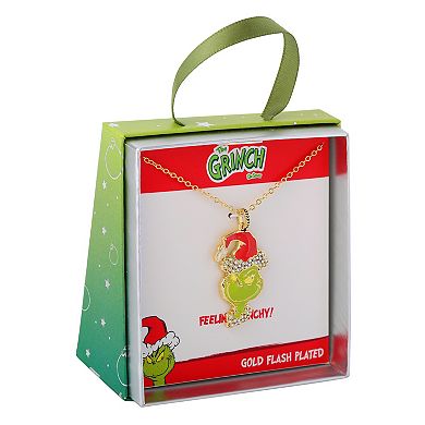 Dr. Seuss The Grinch Christmas Gold Tone Pendant Necklace
