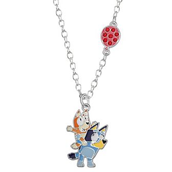 Bluey & Bingo Silver Tone Crystal Balloon Pendant Necklace