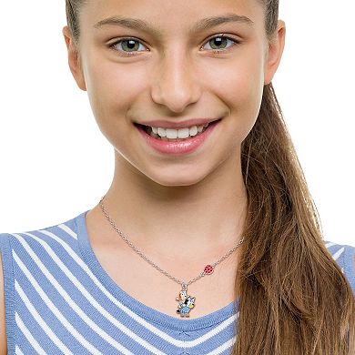 Bluey & Bingo Silver Tone Crystal Balloon Pendant Necklace