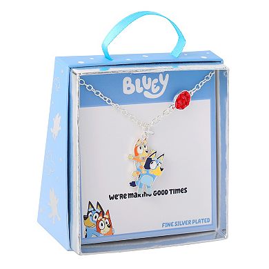 Bluey & Bingo Silver Tone Crystal Balloon Pendant Necklace