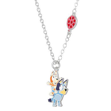 Bluey & Bingo Silver Tone Crystal Balloon Pendant Necklace