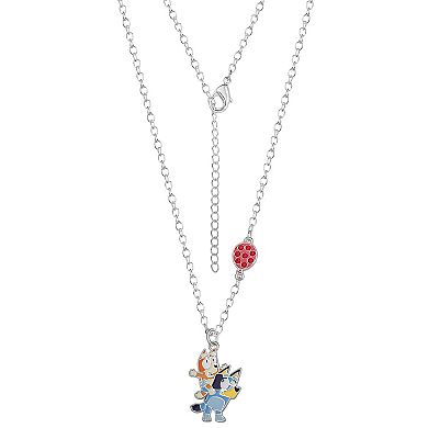 Bluey & Bingo Silver Tone Crystal Balloon Pendant Necklace