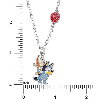 Bluey & Bingo Silver Tone Crystal Balloon Pendant Necklace