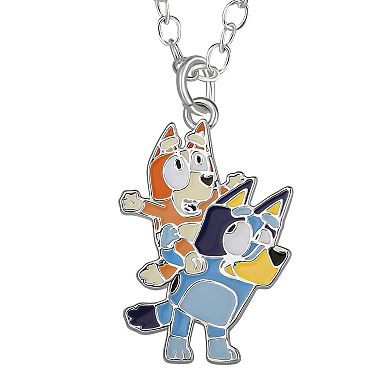 Bluey & Bingo Silver Tone Crystal Balloon Pendant Necklace