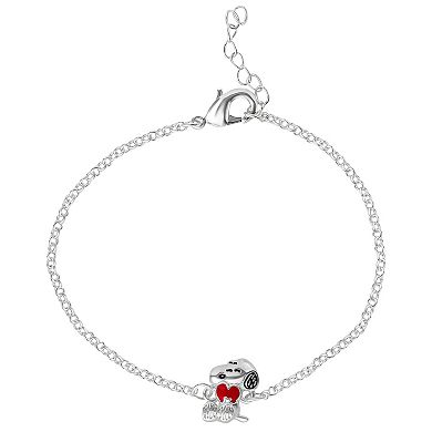 Peanuts Snoopy Silver Tone Heart Charm & Link Bracelet 2-pc. Set