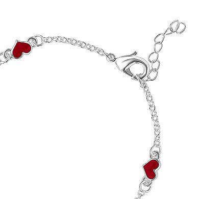 Peanuts Snoopy Silver Tone Heart Charm & Link Bracelet 2-pc. Set