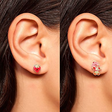 Strawberry Shortcake 18k Gold Plated 2-Pair Crystal Stud Earrings
