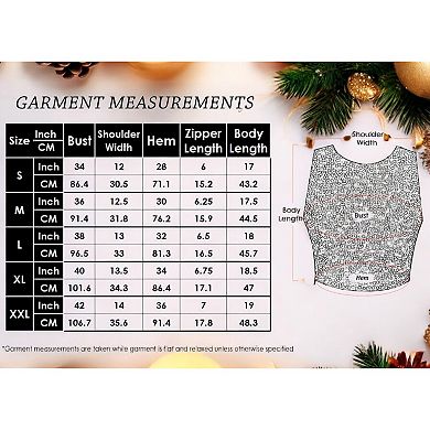 Women's Sleeveless Sequin Crop Top with Round Neckline and Sparkle Embellishment