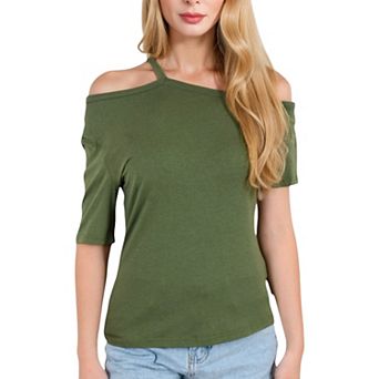 Women's Off Shoulder Leopard Print Top with Strappy Detail and Relaxed Fit for a Bold Casual Look