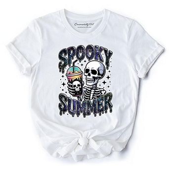 Spooky Summer Skeleton T-Shirt, Snarky Halloween Tee for Coffee and Horror Fanatics