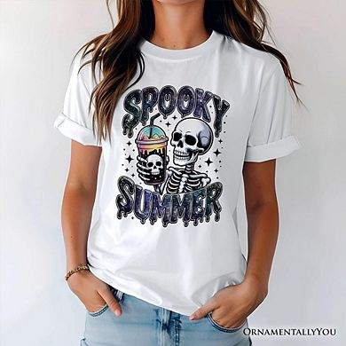 Spooky Summer Skeleton T-Shirt, Snarky Halloween Tee for Coffee and Horror Fanatics