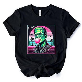 Vaperwave Frankenstein Retro Neon Horror T-Shirt, Synthwave 80's Styled Classic Halloween Tee