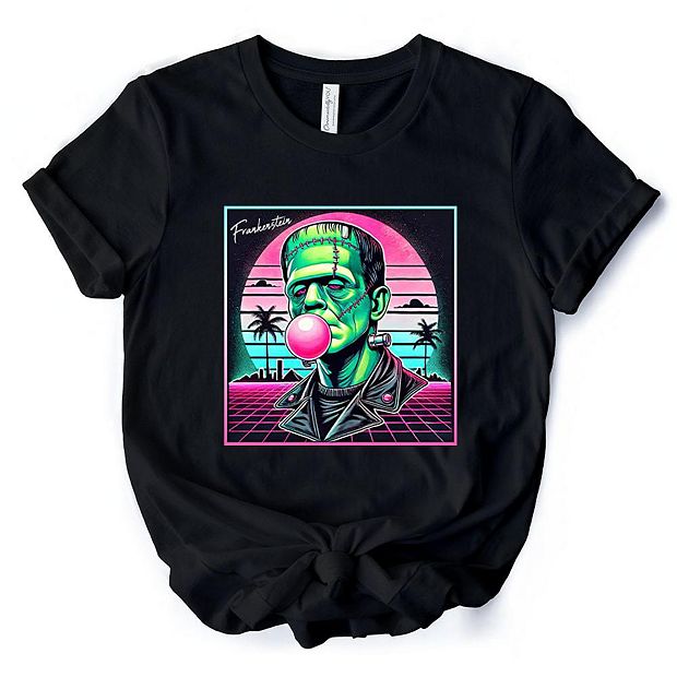 Vaperwave Frankenstein Retro Neon Horror T-Shirt, Synthwave 80's