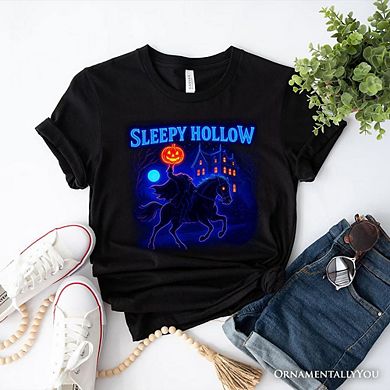 Sleepy Hollow Headless Horseman T-Shirt, Neon Effect Halloween Tee for Spooky Season