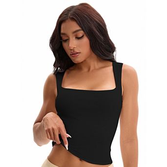 Women's Square Neck Sleeveless Tank Tops Basic Fitted Camisoles