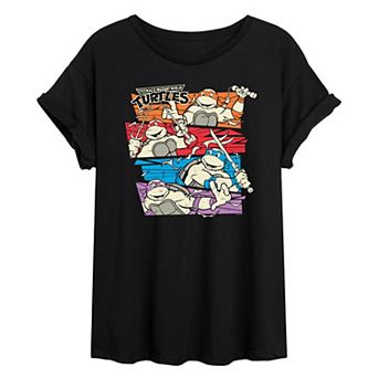 Juniors' Teenage Mutant Ninja Turtles Retro Comic Panels Oversized Tee