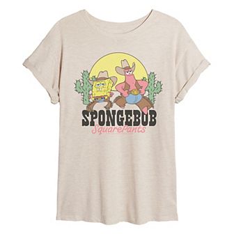 Juniors' SpongeBob SquarePants & Patrick Western Oversized Tee